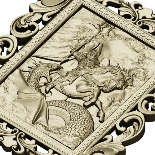 Dragon Slayer Relief - high-relief STL panel for CNC