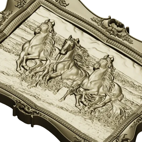 Three Horses on the Shore - high-relief STL 3D model for CNC
