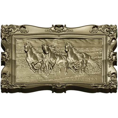Three Horses on the Shore - high-relief STL 3D model for CNC