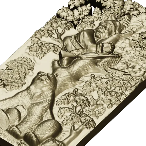 Timid Hunter - high-relief STL panel for CNC milling