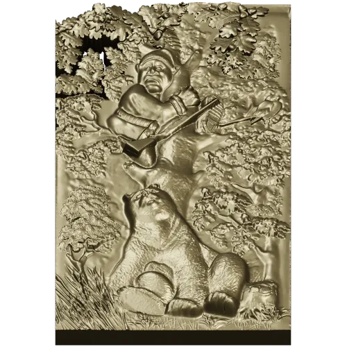 Timid Hunter - high-relief STL panel for CNC milling