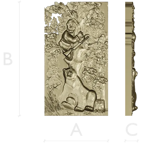 Timid Hunter - high-relief STL panel for CNC milling