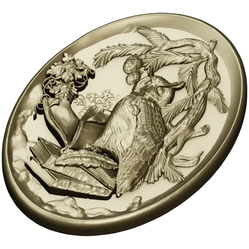 Scholar's Owl Oval Relief STL