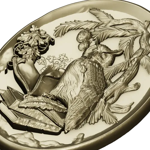 Scholar's Owl Oval Relief STL