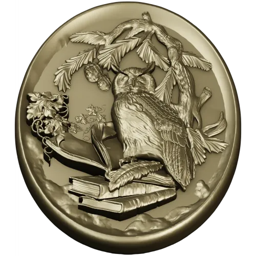 Scholar's Owl Oval Relief STL
