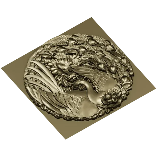 STL модель "Феникс в цветочной рамке" - 3D рельеф для ЧПУ