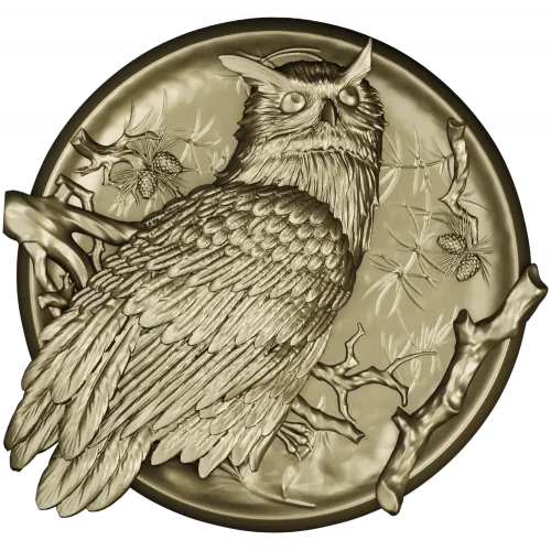 Owl Medallion Relief STL for CNC