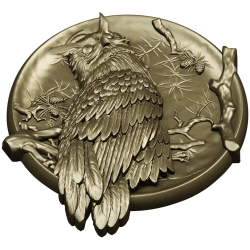 Owl Medallion Relief STL for CNC
