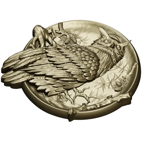 Owl Medallion Relief STL for CNC