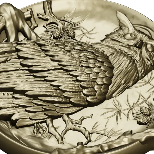 Owl Medallion Relief STL for CNC