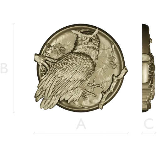 Owl Medallion Relief STL for CNC