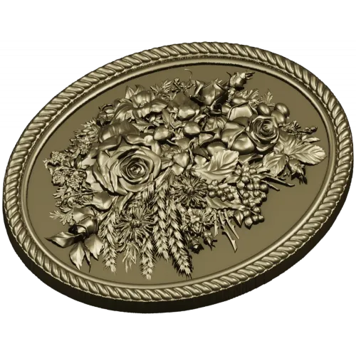 Медальон с цветочным букетом - 3D модель STL для ЧПУ