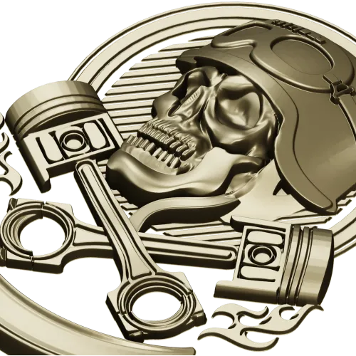 Piston Rider Skull STL for CNC