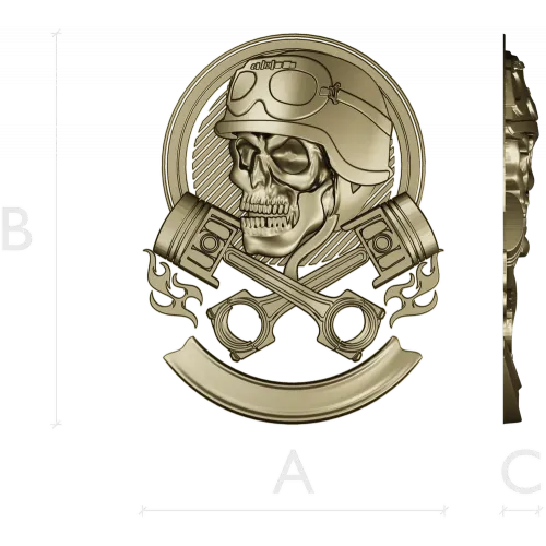 Piston Rider Skull STL for CNC