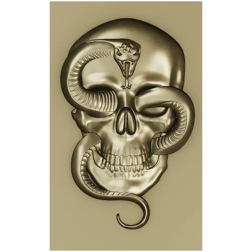 Viper's Embrace - Skull with Cobra high-relief STL