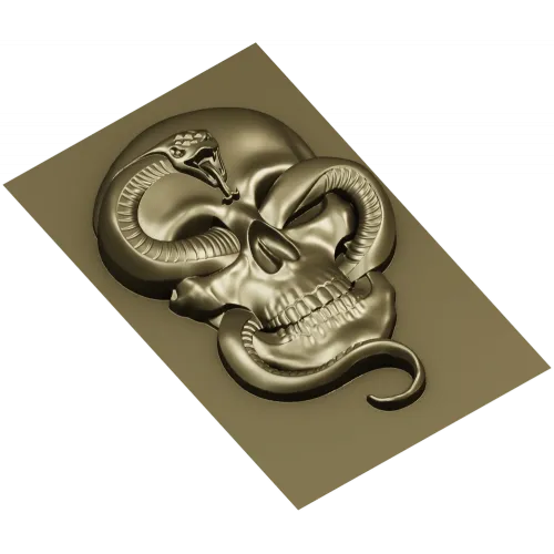 Viper's Embrace - Skull with Cobra high-relief STL