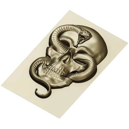 Viper's Embrace - Skull with Cobra high-relief STL