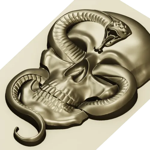 Viper's Embrace - Skull with Cobra high-relief STL