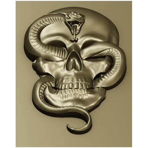 Viper's Embrace - Skull with Cobra high-relief STL