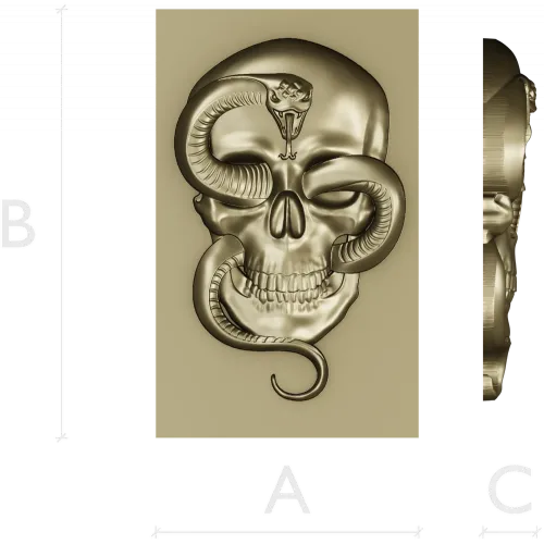 Viper's Embrace - Skull with Cobra high-relief STL