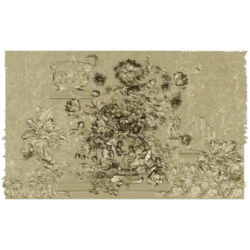 Ornate Floral Urn Relief STL for CNC Router