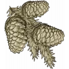 Pine Cone Cluster STL 3D model for CNC relief carving