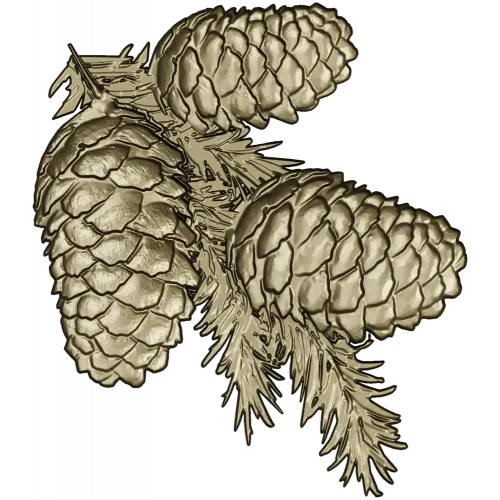 Pine Cone Cluster STL 3D model for CNC relief carving