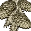 Pine Cone Cluster STL 3D model for CNC relief carving