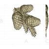 Pine Cone Cluster STL 3D model for CNC relief carving