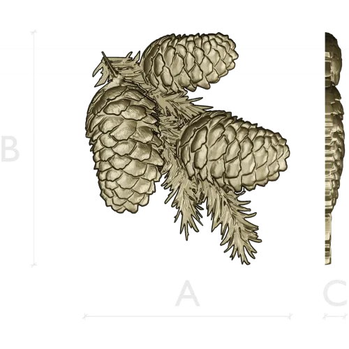 Pine Cone Cluster STL 3D model for CNC relief carving