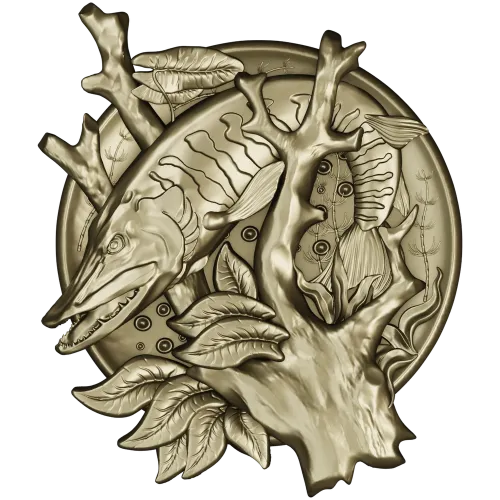 Pike Medallion STL for CNC - High-Relief Fish Plaque