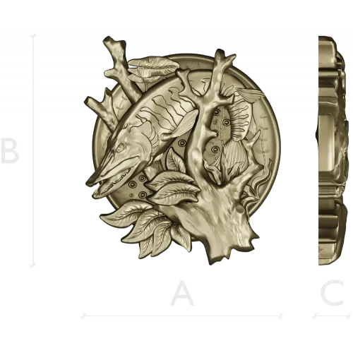 Pike Medallion STL for CNC - High-Relief Fish Plaque