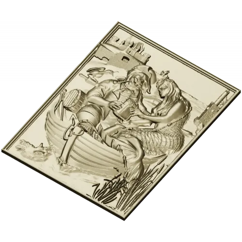 Fisherman and Mermaid relief panel - STL 3D model for CNC