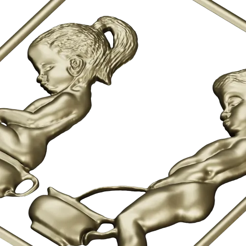 Рельефное панно "Забавный туалетный дуэт" - 3D модель STL для ЧПУ