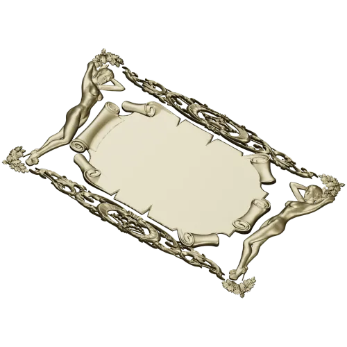 3D модель STL картуша с фигурками для ЧПУ - декоративная панель