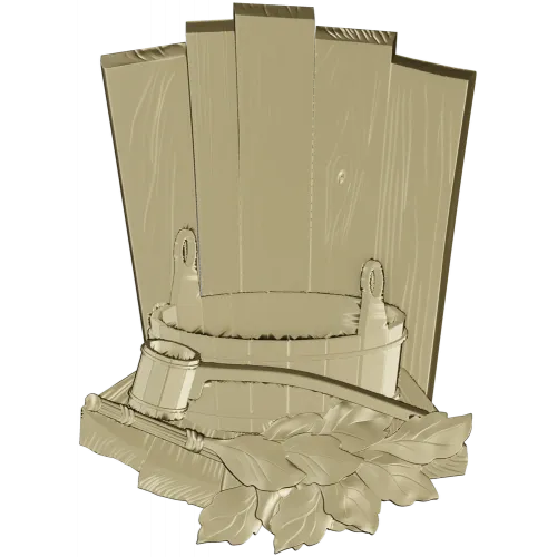 Banya Relief with Bucket, Ladle and Oak Leaves
