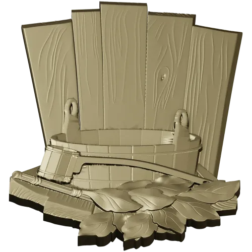 Banya Relief with Bucket, Ladle and Oak Leaves