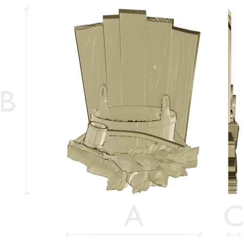 Banya Relief with Bucket, Ladle and Oak Leaves