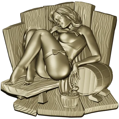 High-relief Sauna Maiden STL for CNC Router