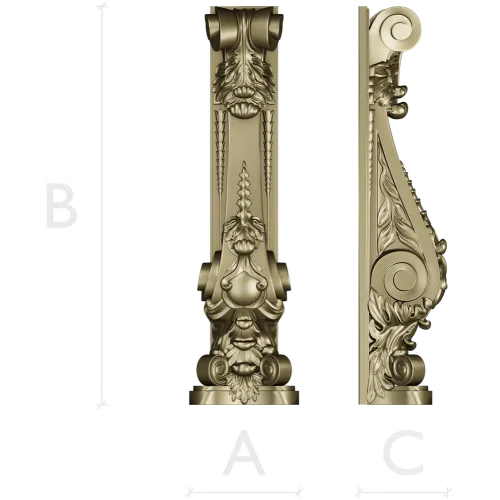 Ornamental Acanthus Corbel - STL 3D Model for CNC