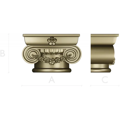 Floral Ionic Bracket - STL 3D model for CNC carving