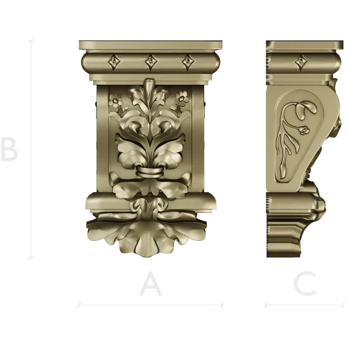 Ornate Acanthus Corbel - STL 3D Model for CNC