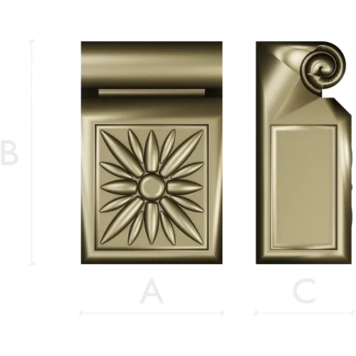 Rosette Scroll Bracket - STL 3D model for CNC milling