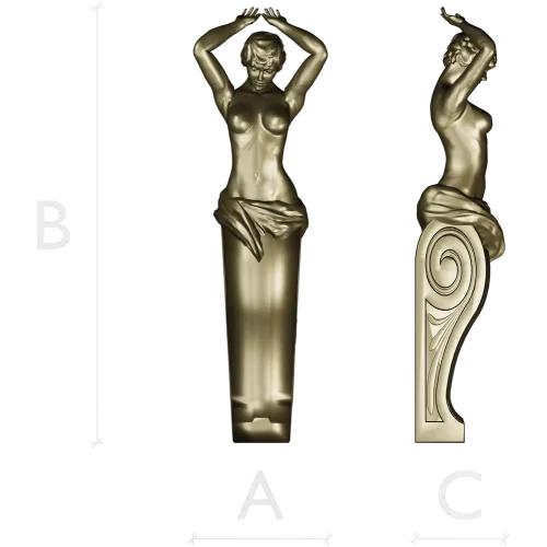Elysian Caryatid Bracket - high-relief STL 3D model for CNC