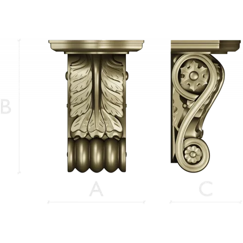 Acanthus Scroll Corbel - STL 3D model for CNC