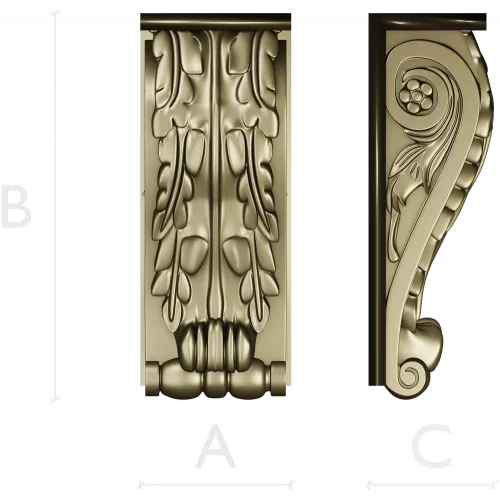 Acanthus Scroll Corbel 3D Model STL for CNC