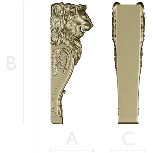 Lion Corbel STL for CNC - High-Relief Decorative Bracket