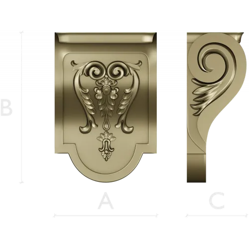 Acanthus Scroll Decorative Bracket STL for CNC Milling