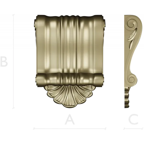 Baroque Shell Scroll Bracket - STL 3D model for CNC