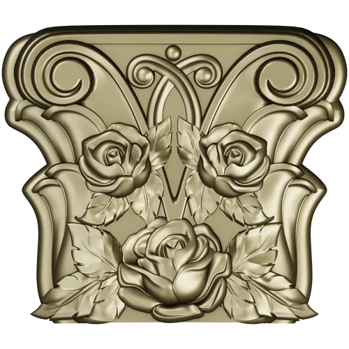 Rosa Coronet - Floral Capital STL for CNC